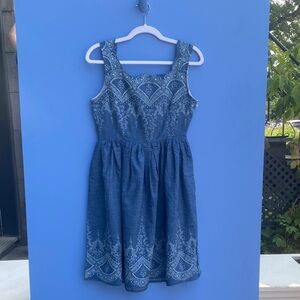 Blue Patterned Summer Dress - Size Small